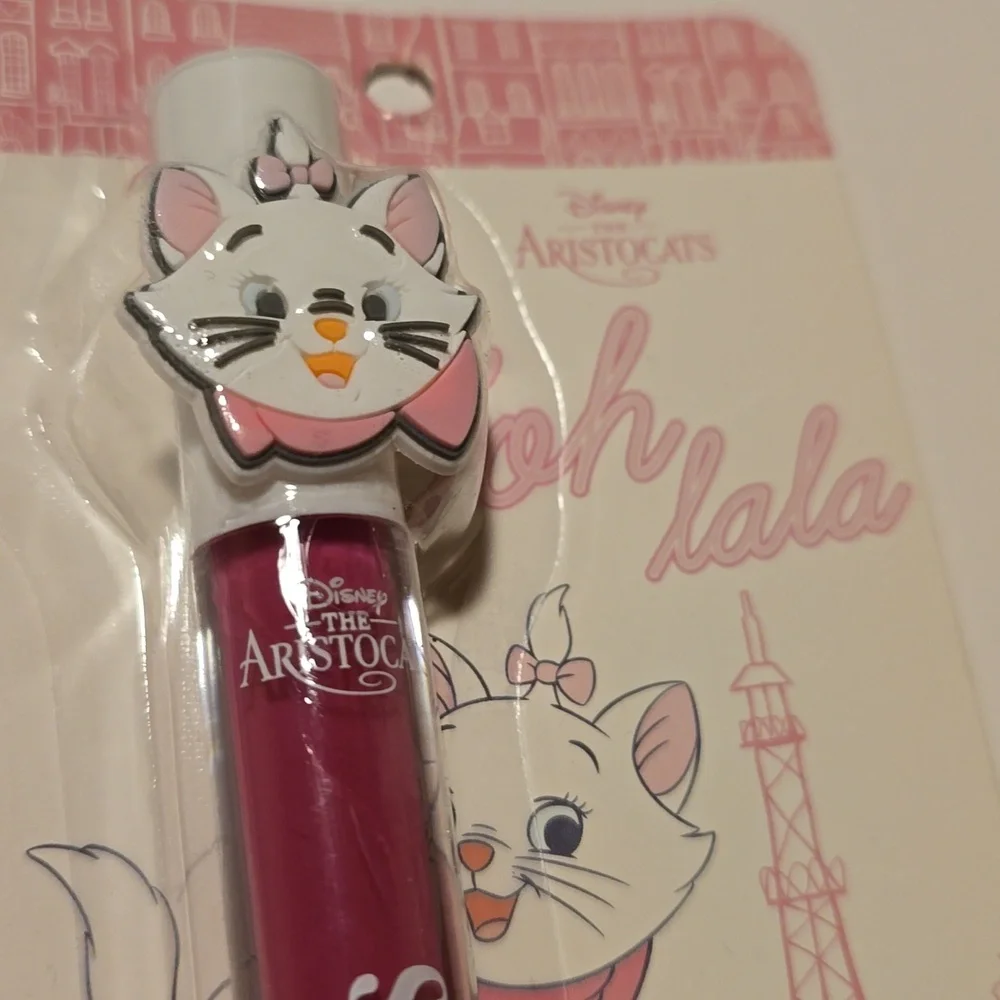 Set of 2 Pink and White Aristocats Socks with a Matching Lipgloss